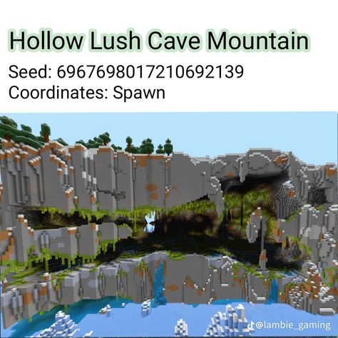 Minecraft Lush Caves Seed, Minecraft Cave Seeds, Minecraft World Seeds, Mc Seeds, Minecraft World Ideas, Cool Minecraft Seeds, Minecraft Decoration, Minecraft Hacks, Minecraft Lol