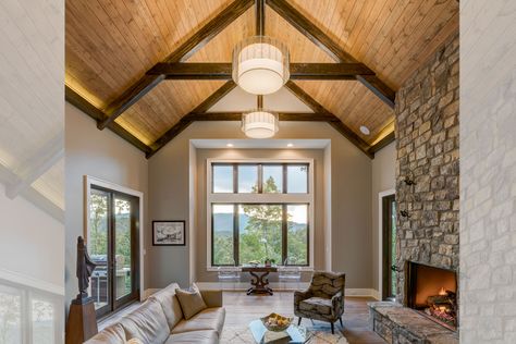 Waynesville Mountain Modern Craftsman | ACM Design Architecture & Interiors Lighting On Beams, Craftsman Interior Design, Millennial Generation, Waynesville Nc, Craftsman Interior, Modern Mountain Home, Modern Craftsman, Craftsman Style Home, Mountain Modern