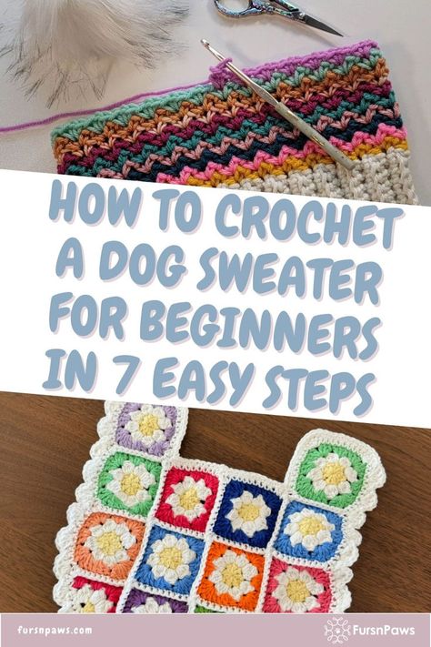 Crochet dog clothes Crochet A Dog Sweater, Granny Square Dog Sweater, Granny Square Dog, Sweaters For Dogs, Dog Sweater Crochet, Crocheting Stitches, Diy Dog Sweater, Crochet Dog Clothes, Cozy Diy