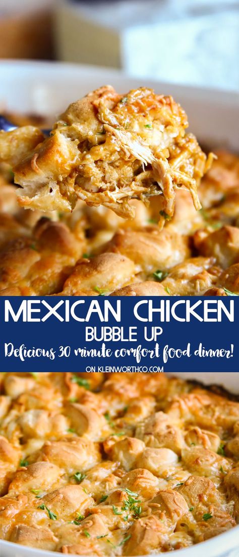 Bubble Up Casserole, Chicken Mexican, Minute Chicken, Chicken Dinner Recipe, Dinner Quick, Shells Recipe, Mexican Chicken Recipes, Bubble Up, Mexican Chicken