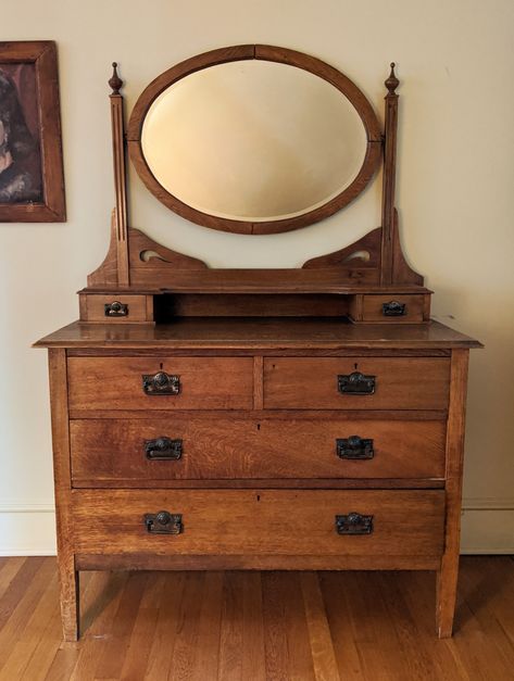 Beautiful antique dresser with mirror Antique Oak Dresser With Mirror, Old Wooden Dresser, Wooden Dresser With Mirror, Victorian Dresser With Mirror, 1920s Dresser, Vintage Dresser With Mirror, Vintage Wood Dresser, Eastlake Dresser, Antique Dresser With Mirror