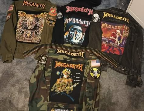 Metallica Battle Jacket, Thrash Metal Fashion, Thrash Outfit, Megadeth 80s, Denim Battle Jacket, Battle Jackets, Battle Vest, Metal Outfit, Punk Jacket