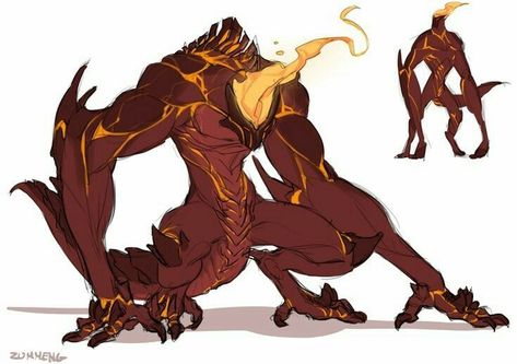 Fire Monster Character Design, Demon Beast Art, Fire Monster Concept Art, Fire Creature Art, Fire Demon Character Design, Fire Creature Concept Art, Fire Monster Art, Fire Demon Art, Fire Character Design