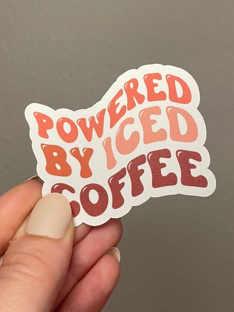 Coffee Merchandise Ideas, Coffee Shop Merchandise, Coffee Shop Stickers, Iced Coffee Sticker, Coffee Sticker Design, Coffee Designs, Stickers Ideas, Coffee Cart, Christian Things