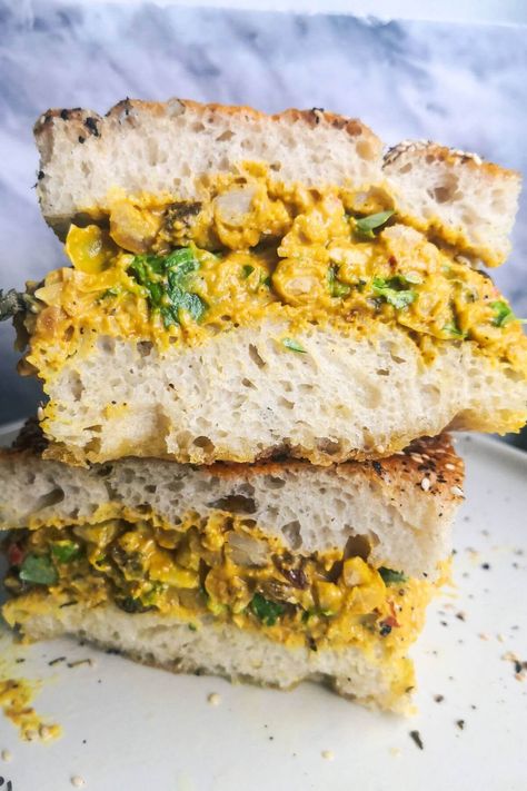 Curried Chickpea Sandwich, Curry Chickpea Sandwich, Curried Chickpea Salad Sandwich, Curry Chickpea Salad Sandwich, Coronation Chickpea Recipe, Chickpea Sandwich Filling, Chickpea Sandwich Recipes, Poolside Sandwiches, Curried Salad