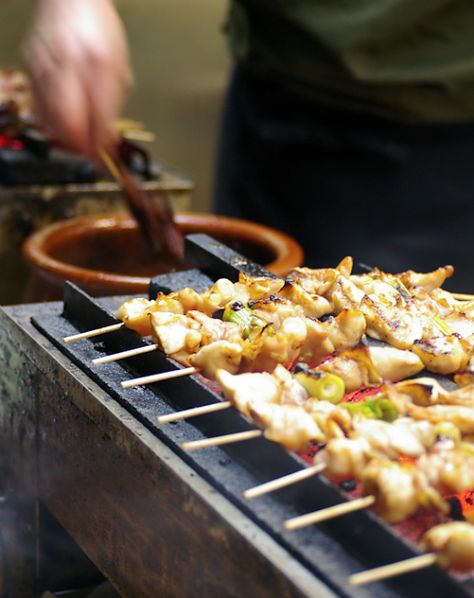 Scrumpdillyicious: Japanese Yakitori: Grilled Chicken & Scallion Yakitori Grill, Yakitori Chicken, Japanese Chicken, Atlanta Food, Shish Kebab, Best Street Food, Japanese Dishes, Asian Cooking, Grilled Meat