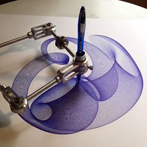 Mesmerizing Timelapses of Spiral Drawings Being Made by a Mechanical Drawing Machine Robotic Drawing, Utensils Drawing, Spiral Design Art, Brownian Motion, Robot Painting, Spiral Drawing, Mechanical Drawing, Automatic Drawing, Diy Laser Cut