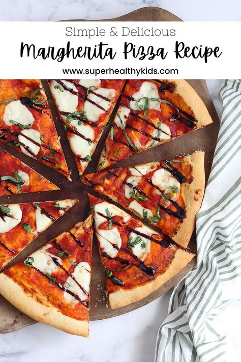 Margarita Pizza With Balsamic Glaze, Pizza With Balsamic Glaze, Balsamic Pizza, Fresh Mozzarella Pizza, Slow Cooker Dinner Healthy, Margherita Pizza Recipe, Crescent Roll Pizza, Delicious Pizza Recipes, Mozzarella Pizza