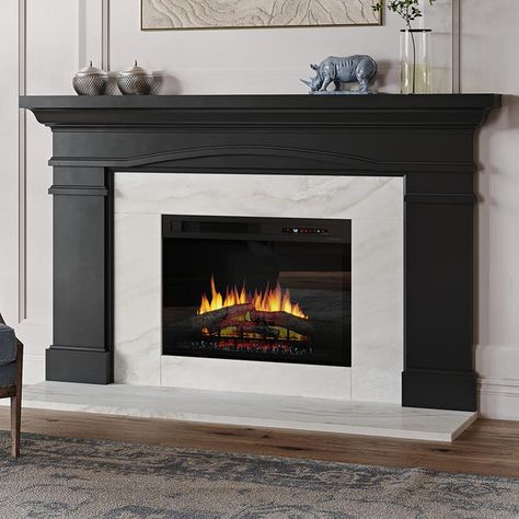 Painted Fireplace Mantels, Black Fireplace Surround, Wood Fireplace Surrounds, Black Mantle, Fireplace Mantel Designs, Fireplace Mantel Surrounds, Classic Fireplace, Mantel Surround, Paint Fireplace