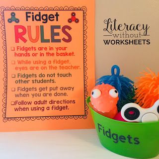 Fidgets in the Classroom - Literacy Without Worksheets Classroom Fidgets, Teaching Classroom Management, Sped Classroom, Responsive Classroom, Classroom Behavior Management, Classroom Organisation, School Social Work, Resource Room, 2nd Grade Classroom