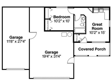 Garage floor plan with apartment on same level Garage With Apartment, Garage Apartment Floor Plans, Garage With Living Quarters, House Addition, Carriage House Plans, Garage Apartment Plans, Pole Barn House Plans, Pole Barns, Garage Floor Plans