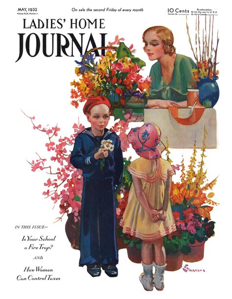 Retro Fashion Photography, Vintage Magazine Ads, Traditional Home Magazine, Water Watercolor, Ladies Home Journal, Dog Cover, Animals Illustration, Home Journal, Ad Fashion