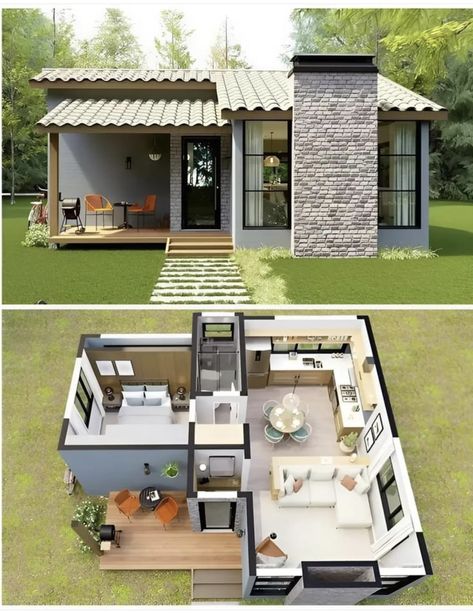 Vacation Home Interior, Small House Blueprints, Small House Layout, Small House Design Exterior, House Floor Design, Building House Plans Designs, Casas The Sims 4, Sims House Plans, Tiny House Floor Plans