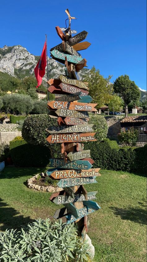 traveling | road sign | aesthetic | vacation | albania | europe | european vacation | nature | summer | Sarande Albania Aesthetic, Albanian Summer Aesthetic, Albania Summer Aesthetic, Road Sign Aesthetic, Summer In Albania, Albania Vacation, Albania Wallpaper, Summer Albania, Albanian Summer