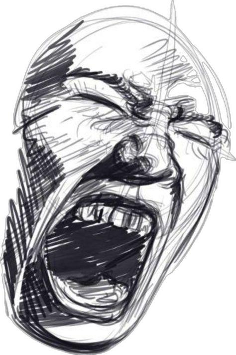 Extreme Emotions Reference, Person Screaming Drawing, Emotion Sketches, Screaming Face Drawing, Screaming Sketch, Drawing Screaming, Emotional Sketch Ideas, Face Screaming, Emotions Drawing