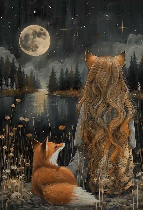 Witch Art, Fox Art, Arte Fantasy, Digital Art Girl, Pics Art, Bead Jewellery, Art Lovers, Whimsical Art, الرسومات اللطيفة