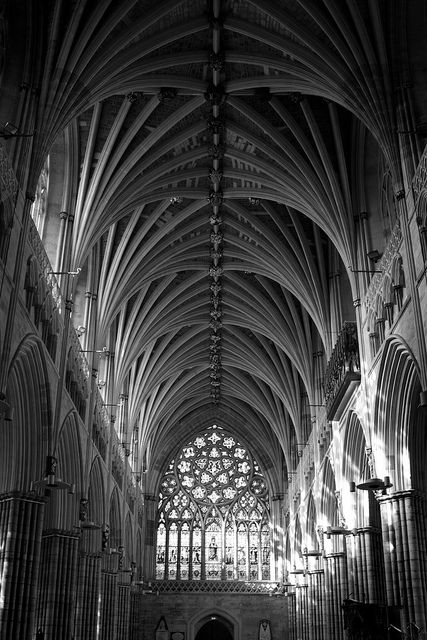 #19 - Proportion  The proportion method or "scared geometry" is seen in gothic cathdedrals. Although, some argue this was derived from the bible and solomons temple. Exeter Cathedral, Gothic Interior, Sunday Inspiration, Gothic Buildings, Gothic Castle, Gothic Cathedrals, Gothic Cathedral, Gothic Church, Gothic Design