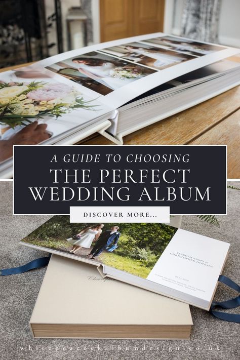 You've got your wedding photos and you’re raring to sort out your wedding album. Which should be easy compared to planning your whole wedding, right? But you’re faced with a realm of possibilities; which size to go for, how many pages and…ARRGHH… just how many cover options?!!! I’ve had lots of couples who just don’t really know where to start, so here's a useful guide covering all the options to help you choose your perfect wedding album. Just click on the link to visit my post... Easy Photo Album Ideas, Wedding Album Front Page Design, Wedding Albums Ideas, Wedding Album Cover Design Ideas, Wedding Album Ideas, Wedding Album Design Layout, Album Design Layout, Wedding Album Cover Design, Wedding Album Layout