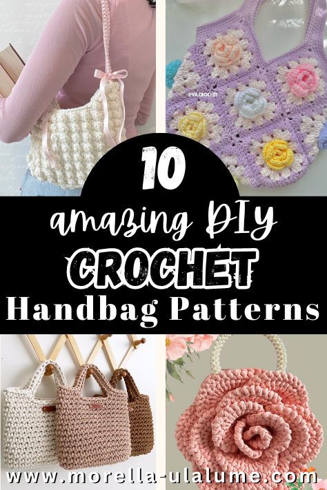 Create your own stylish handbags with these free crochet bag patterns! 👜 Explore a variety of crochet bags and purses, from small and round designs to bohemian-inspired granny square styles. With easy DIY crochet bag tutorials and video guides, you can make beautiful and unique handbags effortlessly. Click now for ideas and step-by-step instructions to start crafting your perfect crochet bag! Crochet Handbags Free Patterns Diy Bags, Crochet Bag With Leather Base Pattern, Crochet Handbags Patterns Free Projects, Crochet Purses And Bags Patterns Free Granny Squares, How To Crochet A Purse, Crochet Bags Purses Pattern Free, Crochet Purses Free Patterns, Crocheted Bags Patterns Free, Granny Square Crochet Bag Pattern Free