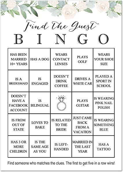 Bride Shower Games, Bridal Shower Checklist, Find The Guest Bingo, Guest Bingo, Wedding Party Games, Engagement Party Games, Wedding Games For Guests, Find The Guest, Bridal Shower Bingo