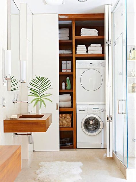 Diy Lavanderia, Laundry Room Storage Solutions, Laundry Room Storage Shelves, Small Laundry Room Organization, Tiny Laundry Rooms, Room Storage Diy, Laundry Room Closet, Laundry Room Bathroom, Laundry Room Inspiration