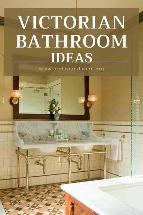 43+ Victorian Bathroom Ideas For A Royalty Experience In 2024 Small Victorian Bathroom Ideas, Edwardian Bathroom Ideas, 1890s Bathroom, Romantic Bathroom Ideas, Large Victorian Bathroom, Victorian Bathroom Decor, Victorian House Bathroom, Small Victorian Bathroom, Victorian Bathroom Vintage