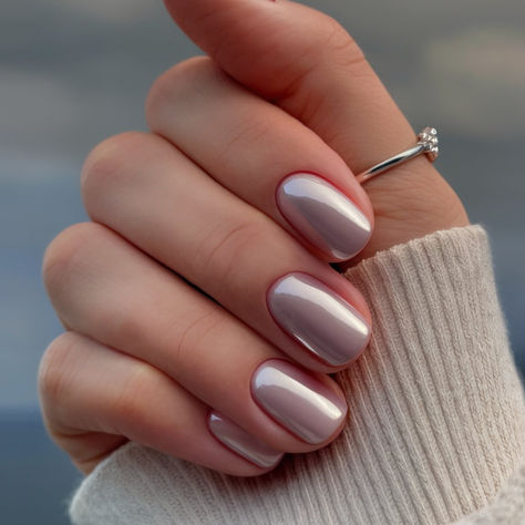 28 Nude Chrome Nails Ideas: Stylish Inspiration for Every Occasion Metallic Sns Nails, Chrome On Glitter Nails, Holiday Nails With Chrome, Acrylic Nail Designs Round Shape, Cream Holiday Nails, Chrome Nails Glazed Donut, Festive Chrome Nails, Sugar Cookie Chrome Nails, Chrome Nails Champagne