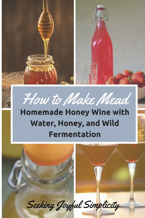 Mead, or honey wine, is an alcoholic beverage made using honey, water, and fermentation. Alcohol content? Yes, most definitely. What better act of radical homemaking than to make our own alcoholic beverage using only water, honey, and the wild yeasts around us? As the popularity of homemade honey wine increases, there are many supplies and fermentation kits available. But learning how to make mead is not complicated and you can enjoy homemade honey wine using only honey, water... Wild Fermentation, Make Mead, Honey Mead, Mead Wine, How To Make Mead, Mead Recipe, Fermented Honey, Honey Wine, Homemade Liquor