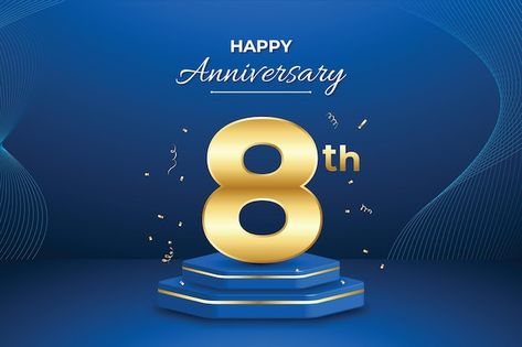 Celebration 8th anniversary banner desig... | Premium Vector #Freepik #vector #festival #birthday-greeting #birthday-3d #birthday-celebration Anniversary Banner Design, 8 Year Anniversary, Anniversary Banner, Company Anniversary, Website Banner Design, Linkedin Banner, Facebook Cover Design, Festival Birthday, 8th Anniversary