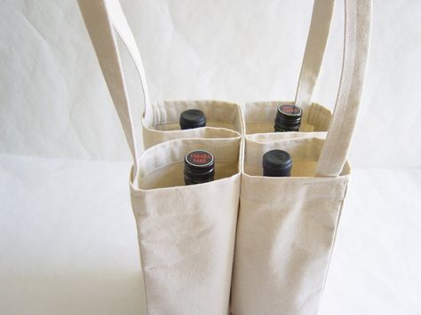 Cream Cotton Duck Fabric Holds 4 Champagne or 4 Wine bottles Double stitched for strength and durability When laying flat, it measures 12.5" by 12.5" Two 2 Wine Purse, Wine Carrier, Wine Tote Bag, Sac Lunch, Wine Store, Wine Tote, Wine Bag, Eco Bag, Bottle Bag