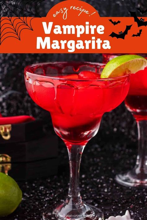 Serve up spooky fun with a Vampire Margarita! A blood red cocktail perfect for Halloween. A fang-tastic drink that will thrill your guests! Red Margarita, Mummy Meatloaf, Halloween Hotdogs, Cocktails On The Beach, Easy Halloween Party Food, Easy Halloween Party, Beetle Juice, Classic Margarita, Lime Soda