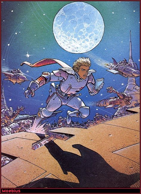 Space Hero #comics #illustrations #moebius Jean “moebius” Giraud, Jonny Quest, Moebius Art, Space Hero, Jean Giraud, Book Of Kells, Floppy Disk, Science Fiction Art, Sci Fi Fantasy