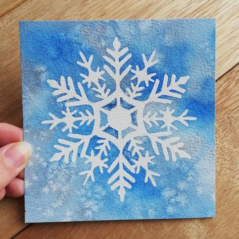 Painting Snowflakes, Winter Art Lesson, Snowflakes Drawing, Snowflakes Art, Watercolor Tutorials, Christmas Card Art, Art Apps, Winter Painting, January 15