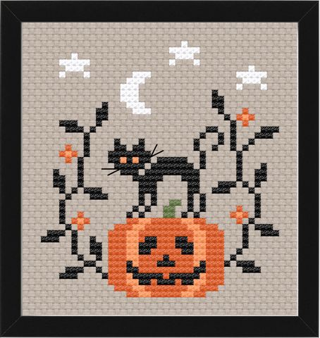 Primitive Cat Cross Stitch, Small Autumn Cross Stitch Patterns, Free Pumpkin Cross Stitch Pattern, Small Fall Cross Stitch Patterns Free, Tiny Modernist Cross Stitch, Easy Halloween Cross Stitch Patterns, Pixel Art Cross Stitch Patterns, Free Spooky Cross Stitch Patterns, Halloween Cat Cross Stitch