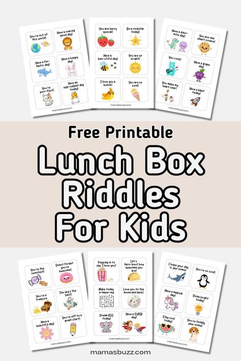 42 Silly Free Printable LunchBox Riddles For Kids Lunchbox Printables, Lunchbox Cards, Notes For Kids Lunches, Kids Lunch Box Notes, Lunchbox Notes For Kids, Riddles For Kids, Printable Lunch Box Notes, Educational Tips, Lunchbox Jokes