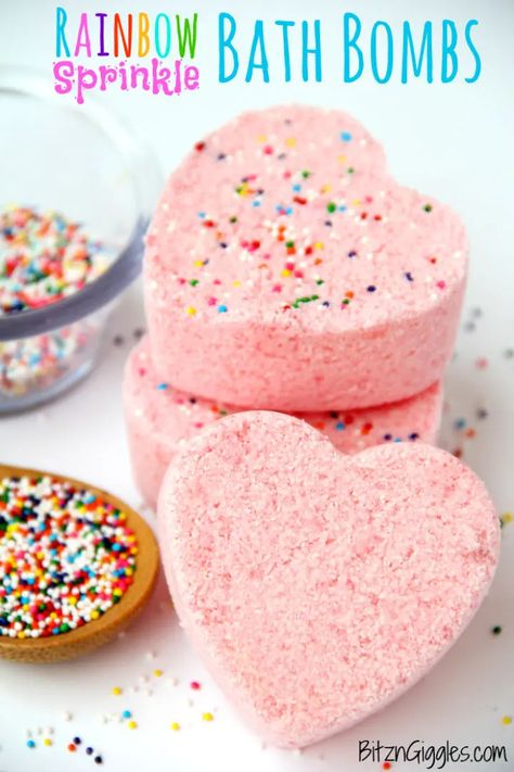 17 Best Professional Bath Bomb Recipe Anyone Can Make Glow Stick Valentine, Rainbow Bath Bomb, Rainbow Sprinkle, Diy Gifts To Make, Candy Lips, Bath Bomb Recipes, Homemade Bath Products, Rainbow Sprinkles, Valentine's Day Diy