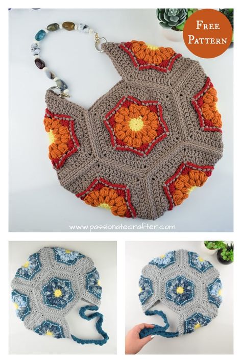 Hexagon Bag, Girls Frocks Design, Diy Crochet Purse, Crochet Baby Girls, Bag Free Crochet Pattern, Hexagon Crochet, Girls Frocks, Frocks Design, Crochet Purse Pattern Free