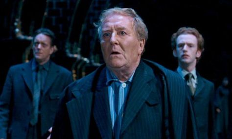 Minister Fudge in the Ministry of Magic, after seeing Voldemort in the Atrium. - Harry Potter Wiki Fudge Harry Potter, Tommy Jarvis, Robert Hardy, Percy Weasley, Harry Potter Wiki, Ministry Of Magic, Fred Weasley, Harry Potter Actors, Elf House