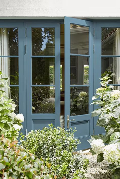 Blue & Navy Blue Room Inspiration | Little Greene Front Door Inspiration, Blue Front Door, Masonry Paint, Blue Inspiration, Door Inspiration, Little Greene Paint, Front Door Colors, Air Force Blue, Blue Door