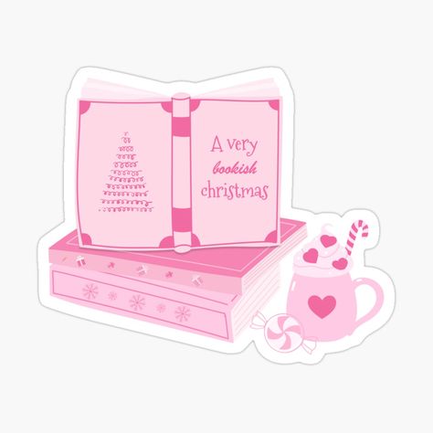 Get my art printed on awesome products. Support me at Redbubble #RBandME: https://www.redbubble.com/i/sticker/a-very-bookish-christmas-chrismas-pink-book-girly-by-Myttong/165670034.EJUG5?asc=u Bookish Christmas, Story Sticker, Kindle Stickers, Pink Book, Pink Books, Iphone Backgrounds, Aesthetic Christmas, Book Images, Christmas Books