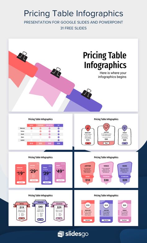 Use these Pricing Table Infographics to let your clients know about the cost of web subscriptions or any product. Available as Google Slides & PPT template. #Slidesgo #FreepikCompany #freepresentation #freetemplate #presentations #themes #templates #GoogleSlides #PowerPoint #GoogleSlidesThemes #PowerPointTemplate #Infographics #Princing Table Infographic Design, Ppt Template Design, Card Ui, Powerpoint Tutorial, Presentation Design Layout, Pricing Table, Powerpoint Design Templates, Powerpoint Presentations, Powerpoint Presentation Design