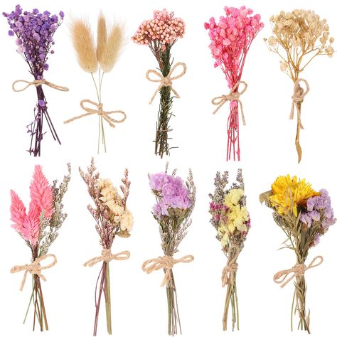 PRICES MAY VARY. Package Content: You will receive 10 different dried flower bouquets, including Don't forget me, baby's breath, bunny tail dried flower, crystal grass, daisies, lavender, Rice flower (Ozothamnus diosmifolius), etc., in rich quantity and variety, in color, easily meet your daily matching and decoration On demand, it is packaged in flower boxes. Mini Size: Measuring 3.15 to 3.94 inches (8 to 10 cm) in length, these flowers are dainty and cute. They can be wrapped into a mini bouqu Dried Flower Bouquets, Photo Props Diy, Vase Crafts, Dried Bouquet, Wedding Photo Props, Boho Wedding Decorations, Craft Wedding, Diy Vase, Dried Floral