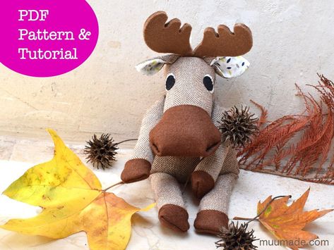 Moose Sewing Pattern, Deer Stuffed Animal, Stuffed Animal Sewing, Felt Animal Patterns, Animal Sewing Patterns, Soft Stuffed Animals, Horse Pattern, Woodland Animal, Diy Sewing Projects