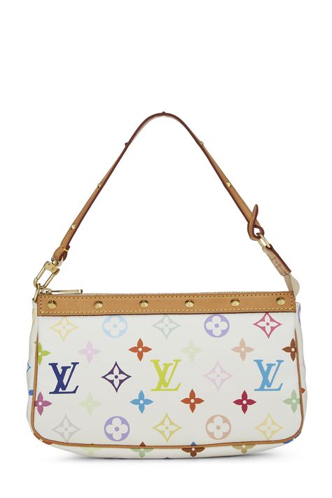 Takashi Murakami x Louis Vuitton White Monogram Multicolore Pochette Accessoires Handbag Louis Vuitton Takashi Murakami Bags, Louis Vuitton Clothes, Lv Crossbody Bag, Louis Vuitton Bag Outfit, Louis Vuitton Mm, Louis Bag, Louis Vuitton White, Louis Vuitton Multicolor, Louis Vuitton Neverfull Gm