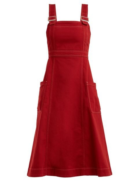 Red Pinafore Knee-Length Dress Red Pinafore, Baseball Jacket Outfit, Picture Editing, Fancy Fits, Cotton Blends Dress, Anime Dress, Alexa Chung, Girly Fashion, 2000s Fashion