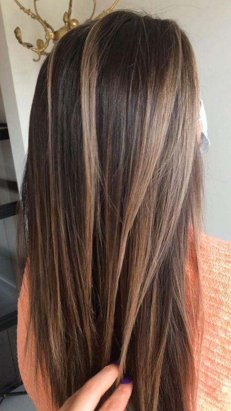 Balayage for brown hair [Video] | Highlights brown hair, Hair highlights, Long hair color Balayage For Brown Hair, Brunette Hair Color With Highlights, Babylights Hair, Highlights For Dark Brown Hair, Brunette Hair With Highlights, Hair Color Light Brown, Autumn Inspired, Brunette Balayage Hair, Long Hair Color