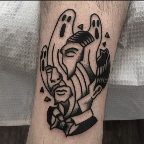 Thumb Tattoo, Broken Face, Traditonal Tattoo, Thumb Tattoos, Traditional Black Tattoo, Traditional Tattoo Inspiration, 100 Tattoo, Ghost Tattoo, Traditional Tattoo Sleeve