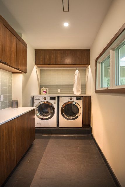 A Mid-Century Treasure in Andover, MA - Midcentury - Laundry Room - Boston - by Blackdog Design Build Remodel | Houzz Basement Remodel Mid Century Modern, Laundry Room Ideas Mid Century Modern, Laundry Room Design Mid Century Modern, Laundry Mid Century Modern, Laundry Room Mid Century, Mudroom Mid Century Modern, Midcentury Mud Room, Mid Century Modern Utility Room, Mid Century Mud Room