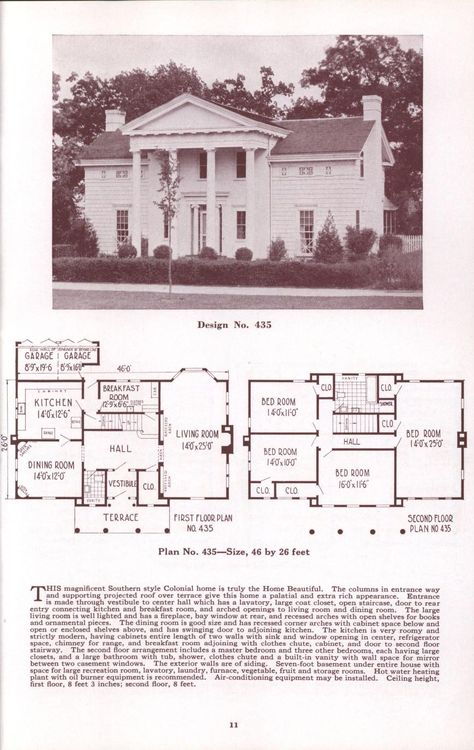 Old House Floor Plans, Mid Century House Plans, Vintage Floor Plans, Large Apartment, Greek Revival Home, Vintage Catalog, Retro House, Revival Architecture, Simple Plan