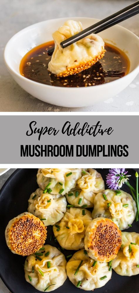 Teriyaki Dipping Sauce, Mushroom Dumplings, Shiitake Mushrooms Recipes, Vegetarian Dumpling, Vegan Dumplings, Dumpling Dough, Honey Ginger, Vegetarian Desserts, Vegetarian Appetizers